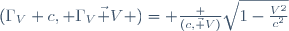 (\Gamma_V c, \Gamma_V\vec V )= \frac {(c,\vec V)}{\sqrt{1-\frac{V^2}{c^2}}}