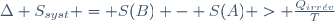 \Delta S_{syst} = S(B) - S(A) > \frac{Q_{irr\acute{e}v}}{T}~