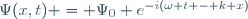 \Psi(x,t) = \Psi_{0} \ e^{-i(\omega t - k x)}