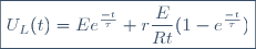 \boxed{U_L(t)=Ee^{\frac{-t}{\tau}}+r\dfrac{E}{Rt}(1-e^{\frac{-t}{\tau}})}