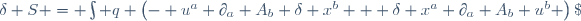 \delta S = \int q \left(- u^a \partial_a A_b \delta x^b + \delta x^a \partial_a A_b u^b \right)\; {\rm d} \tau