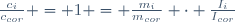\frac{c_i}{c_{cor}} = 1 = \frac{m_i}{m_{cor}} \cdot \frac{I_i}{I_{cor}}