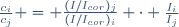 \frac{c_i}{c_j} = \frac{(I/I_{cor})_j}{(I/I_{cor})_i} \cdot \frac{I_i}{I_j}