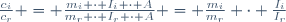 \frac{c_i}{c_r} = \frac{m_i \cdot I_i \cdot A}{m_r \cdot I_r \cdot A} = \frac{m_i}{m_r} \cdot \frac{I_i}{I_r}