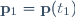 \mathbf{p}_1=\mathbf{p}(t_1)