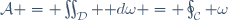 \mathcal{A} = \iint_\mathcal{D} \mathrm d\omega = \oint_\mathcal{C} \omega