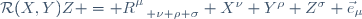 \mathcal{R}(X,Y)Z \ = \ R^{\mu}_{~~ \nu \rho \sigma} \ X^{\nu} \ Y^{\rho} \ Z^{\sigma} \ \vec{e}_{\mu}