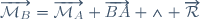 \overrightarrow{\mathcal{M}_B}=\overrightarrow{\mathcal{M}_A}+\overrightarrow{BA} \wedge \overrightarrow{\mathcal{R}}