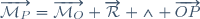 \overrightarrow{\mathcal{M}_P}=\overrightarrow{\mathcal{M}_O}+\overrightarrow{\mathcal{R}} \wedge \overrightarrow{OP}