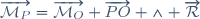 \overrightarrow{\mathcal{M}_P}=\overrightarrow{\mathcal{M}_O}+\overrightarrow{PO} \wedge \overrightarrow{\mathcal{R}}