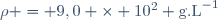 \rho = 9,0 \times 10^2 \text{g.L}^{-1}