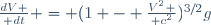 {dV \over dt} = (1 - {V^2 \over c^2})^{3/2}g