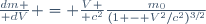 {dm \over dV} = {V \over c^2}\frac{m_0}{(1 - V^2/c^2)^{3/2}}