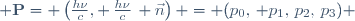  \mathbf{P}= \left(\frac{h\nu}{c}, \,\frac{h\nu}{c}\, \vec{n}\right) = (p_0,\, p_1,\,p_2,\,p_3) 