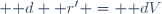  {\mathrm d} \boldsymbol r' = {\mathrm d}V