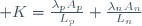  K=\frac{\lambda_pA_p}{L_p}+\frac{\lambda_nA_n}{L_n}\,