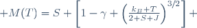  M(T)=S \left[1-\gamma \left(\frac{k_B T}{2 S J}\right)^{3/2}\right] 