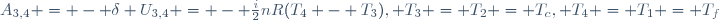 A_{3,4} = - \delta U_{3,4} = - \frac{i}{2}nR(T_4 - T_3), T_3 = T_2 = T_c, T_4 = T_1 = T_f