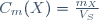 C_m(X)=\frac{m_X}{V_S}