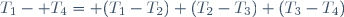 T_1- T_4= (T_1-T_2)+(T_2-T_3)+(T_3-T_4)\,