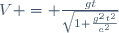 V = \frac{gt}{\sqrt{1+\frac{g^2t^2}{c^2}}}