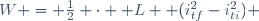 W = \frac{1}{2} \cdot  L  (i^2_{tf}-i^2_{ti}) \,