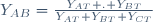 Y_{AB}=\frac{Y_{AT} . Y_{BT}}{Y_{AT}+Y_{BT}+Y_{CT}}