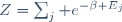 Z=\sum_j e^{-\beta E_j}
