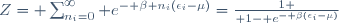 Z= \sum_{n_i=0}^\infty e^{- \beta n_i(\epsilon_i-\mu)}={1 \over 1- {e^{- \beta(\epsilon_i-\mu)}}}
