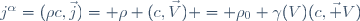 j^\alpha=({\rho}c,\vec{j})= \rho (c,\vec{V}) = \rho_0 \gamma(V)(c,\vec V)