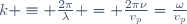 k \equiv \frac{2\pi}{\lambda} = \frac{2\pi\nu}{v_p}=\frac{\omega}{v_p}\,