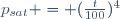 p_{sat} = (\frac{t}{100})^4