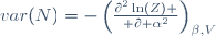 var(N)=-\left({\partial^2\ln(Z) \over \partial \alpha^2}\right)_{\beta,V}
