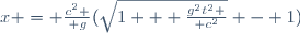 x = {c^2 \over g}(\sqrt{1 + {g^2t^2 \over c^2}} - 1)