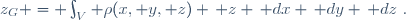 z_G = \int_V \rho(x, y, z) \, z \, dx \, dy \, dz~.