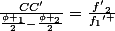 $\frac{C{C}'}{\frac{{{\phi }_{1}}}{2}-\frac{{{\phi }_{2}}}{2}}=\frac{{{{{f}'}}_{2}}}{{{f}_{1}}^{\prime }}$