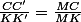 $\frac{C{C}'}{K{K}'}=\frac{MC}{MK}$
