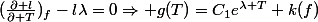 (\frac{\partial l}{\partial T})_f-l\lambda=0\Rightarrow g(T)=C_1e^{\lambda T}+k(f)