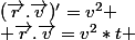 (\vec{r}.\vec{v})'=v^2 \\ \vec{r}.\vec{v}=v^2*t 