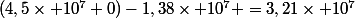 (4,5\times 10^{7}+0)-1,38\times 10^{7} =3,21\times 10^{7}