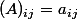 (A)_{ij}=a_{ij}