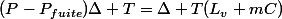 (P-P_{fuite})\Delta T=\Delta T(L_{v}+mC)