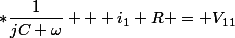 I(R_{20} + R_{22} ) - i_2&nbsp;&nbsp;*\dfrac{1}{jC \omega} + i_1 R = V_{11}
