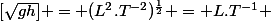 [\sqrt{gh}] = (L^2.T^{-2})^{\frac{1}{2}} = L.T^{-1} 