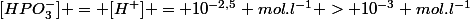 [HPO_3^-] = [H^+] = 10^{-2,5} mol.l^{-1} > 10^{-3} mol.l^{-1}