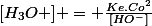 [H_3O+] = \frac{Ke.Co^2}{[HO^-]}