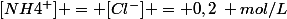[NH4^+] = [Cl^-] = 0,2\: mol/L