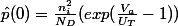 \[\hat{p}(0)=\frac{n_i^{2}}{N_D}(exp(\frac{V_a}{U_T}-1))\