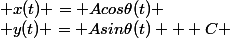 \\ x(t) = Acos\theta(t) \\ y(t) = Asin\theta(t) + C \\