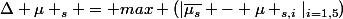 \Delta \mu _{s} = max (|\bar{\mu_{s}} - \mu _{s,i}|_{i=1,5})
